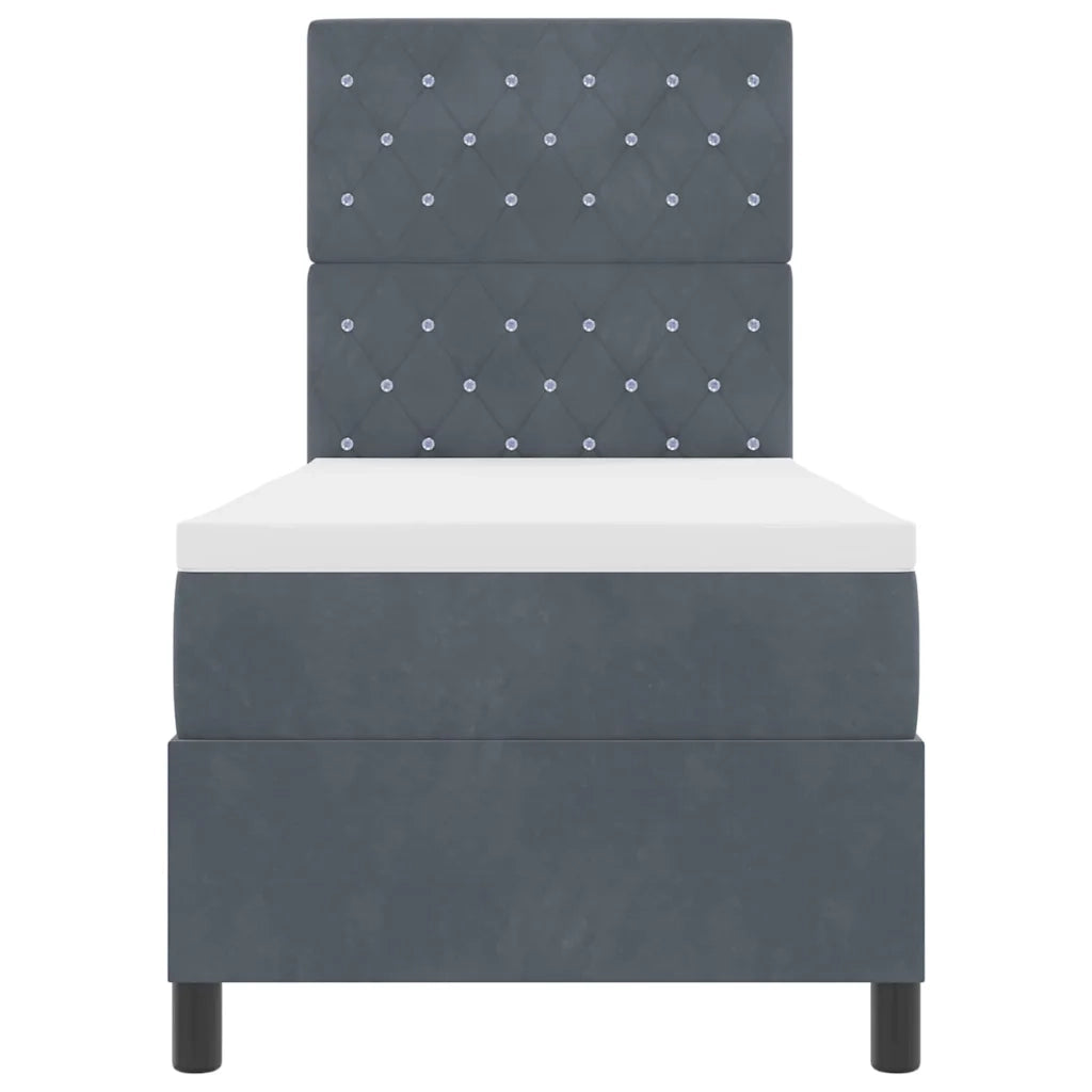 Letto a molle con materasso Grigio scuro 80 x 200 cm Velluto 3339729