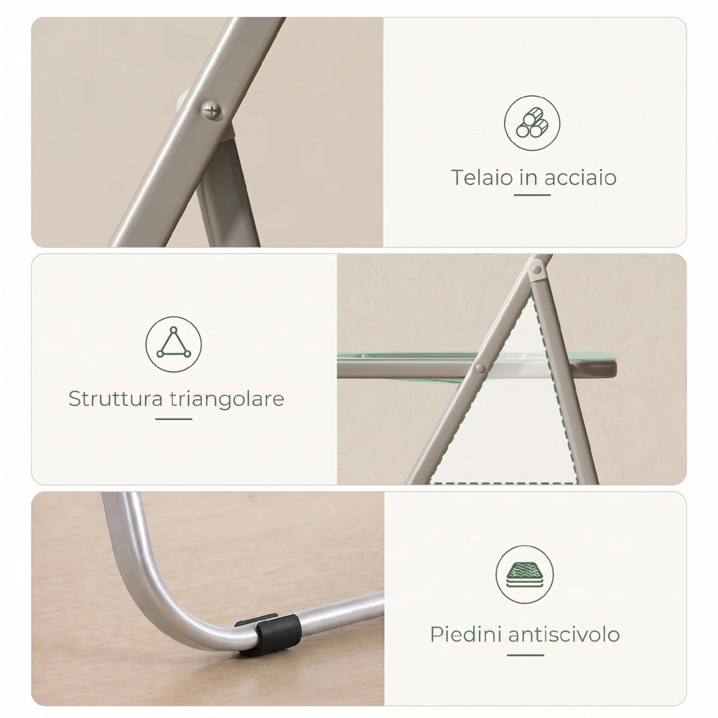Set 4 Sedie Pieghevoli in Acrilico ¨C Minimal ¨C Verde Trasparente