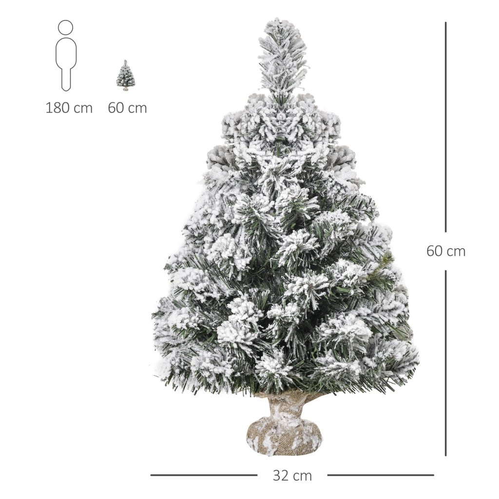 Albero di Natale Artificiale Mini 60 cm ¨C Xylo ¨C Innevato con Base in Cemento