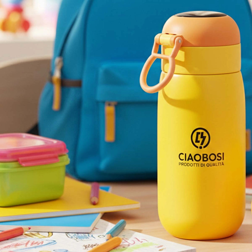 Borraccia termica da 420 ml per bambini con display digitale Giallo Avizar