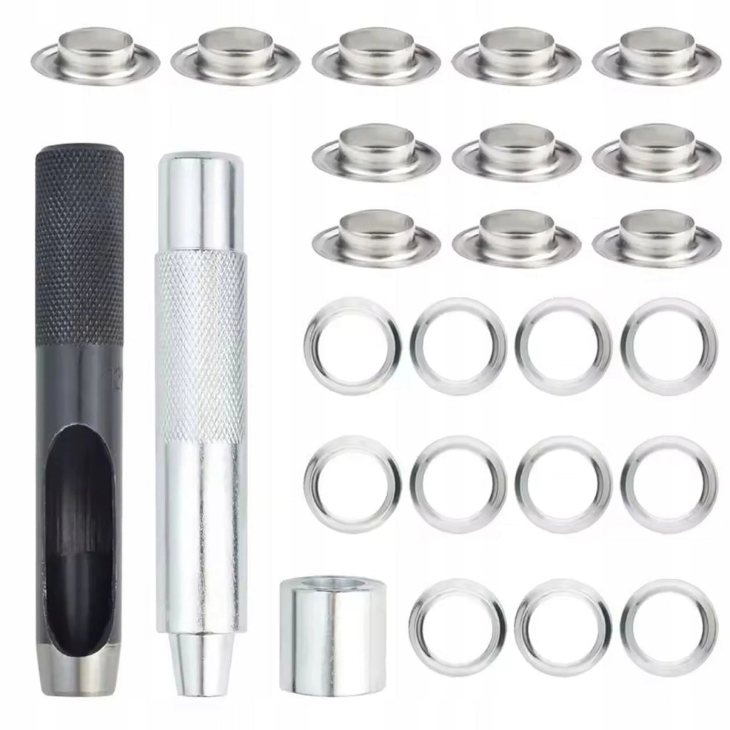 Set Occhielli Metallo 12mm ProKit – 100 Pezzi con Punzonatrice e Rivettatrice