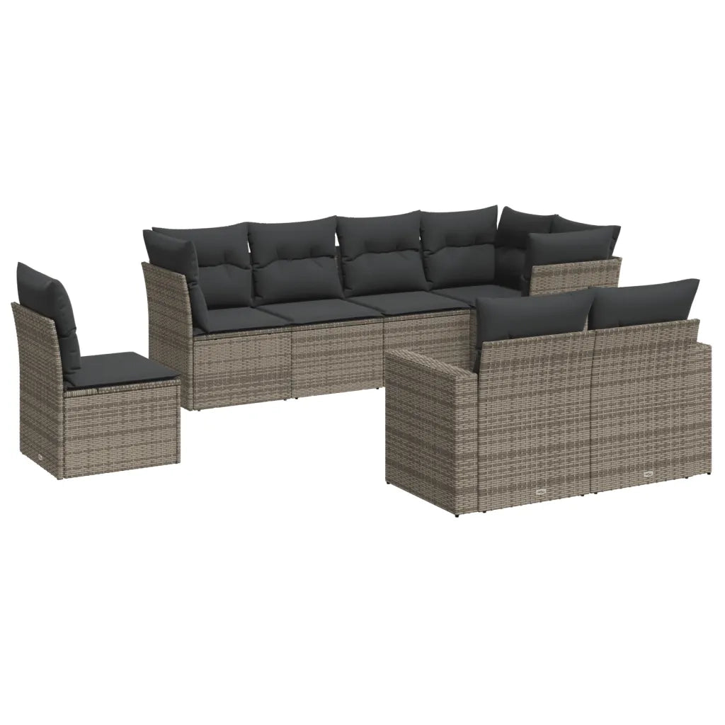 Set Divano da Giardino 8 pz con Cuscini Grigio in Polyrattan 3219230
