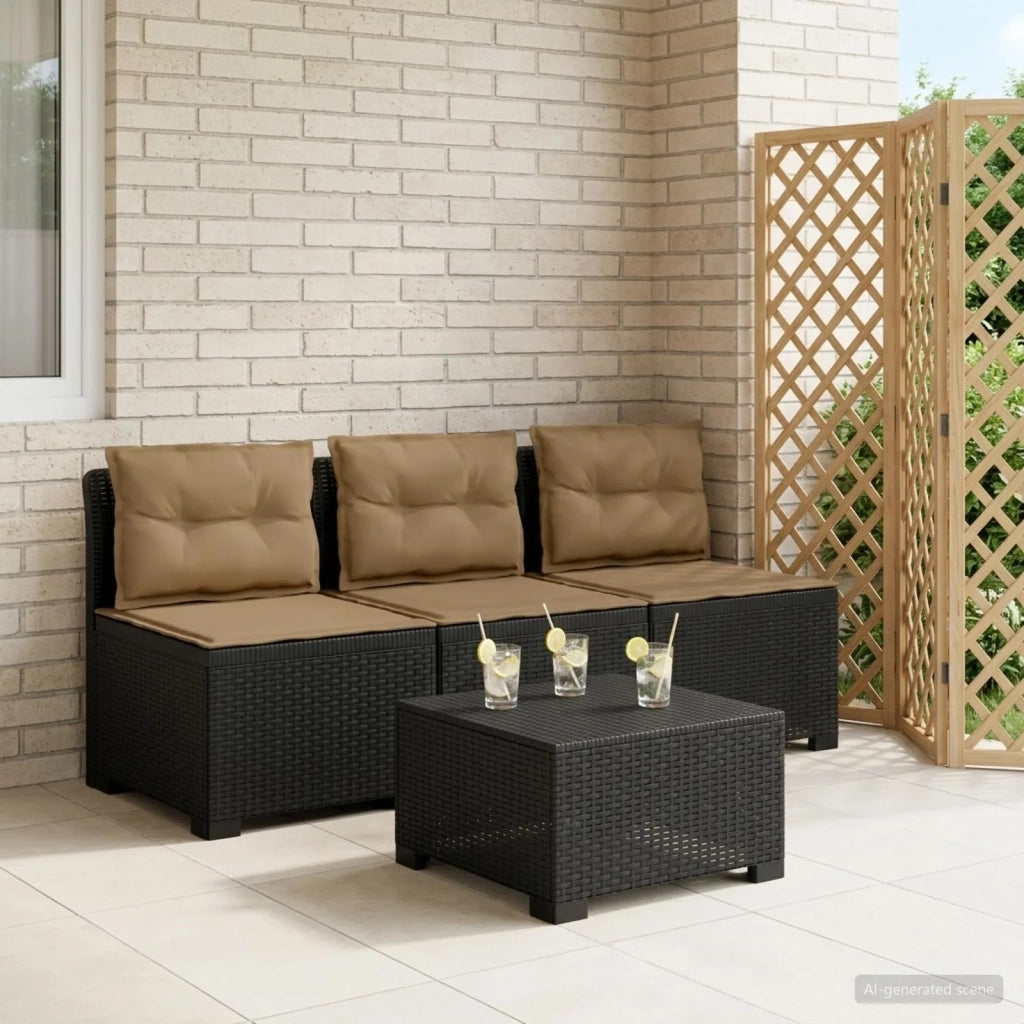 Divano da giardino 3 posti con cuscini in look rattan PP 8011978
