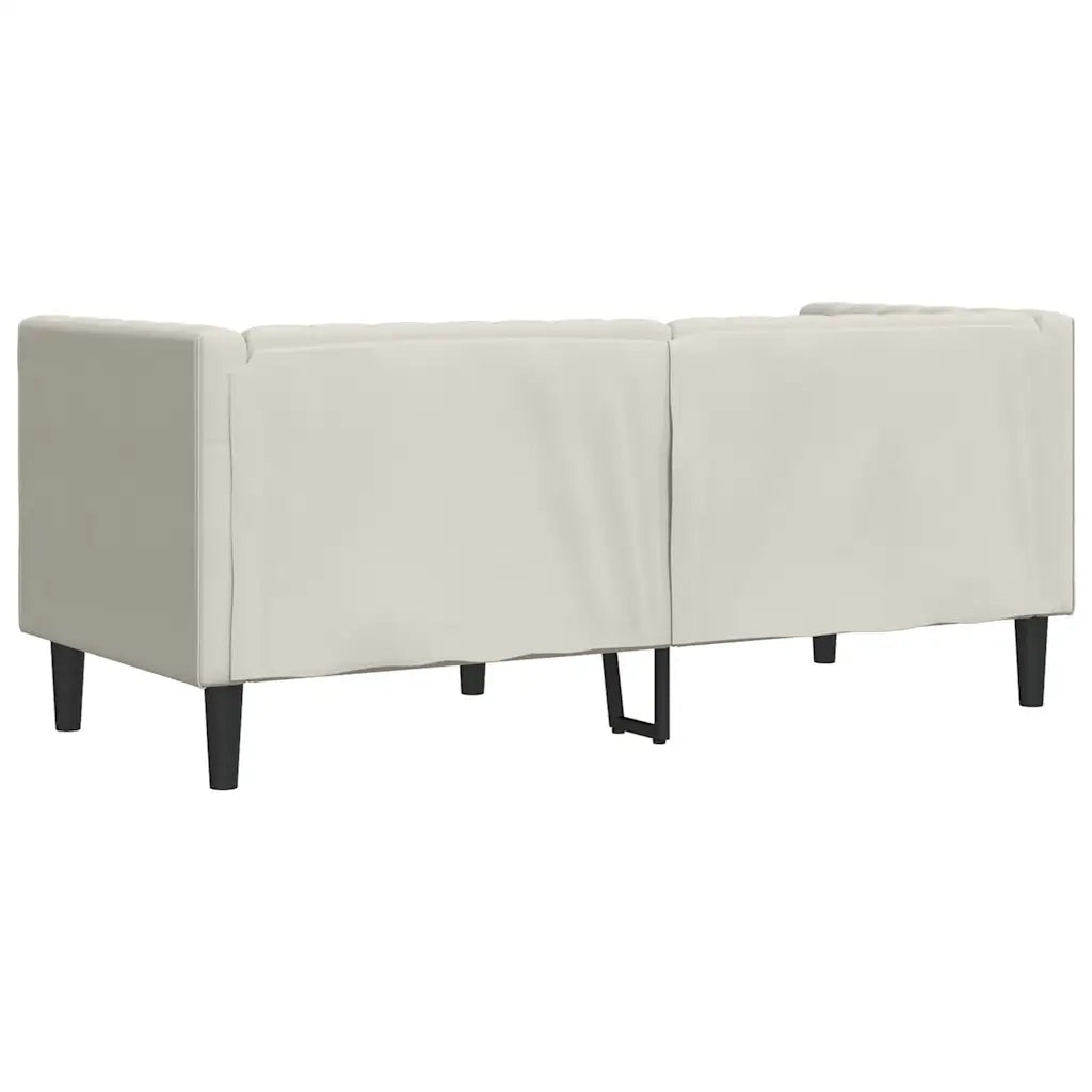 Divano Chesterfield con Rinforzi 2 Posti Crema in Velluto 372690