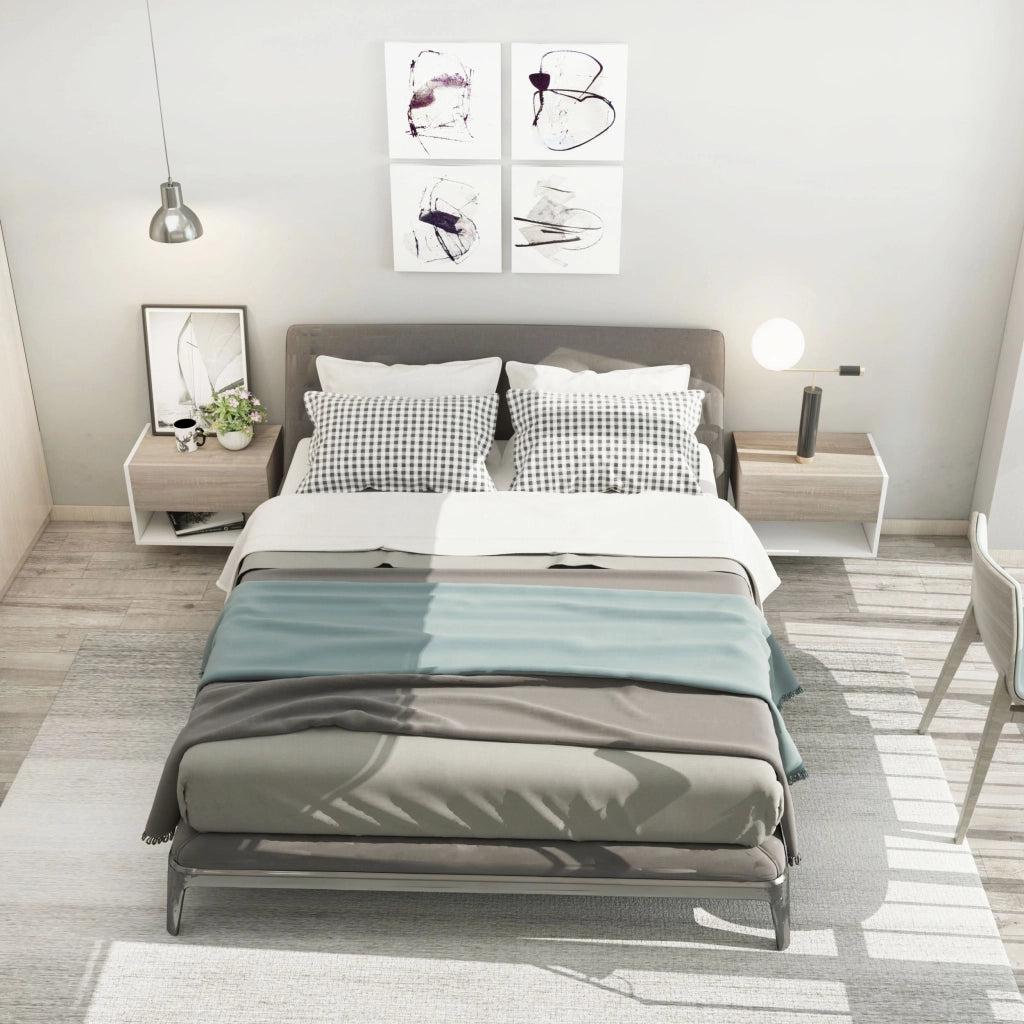 Comodini sospesi ¨C Minimal ¨C Bianco e rovere chiaro