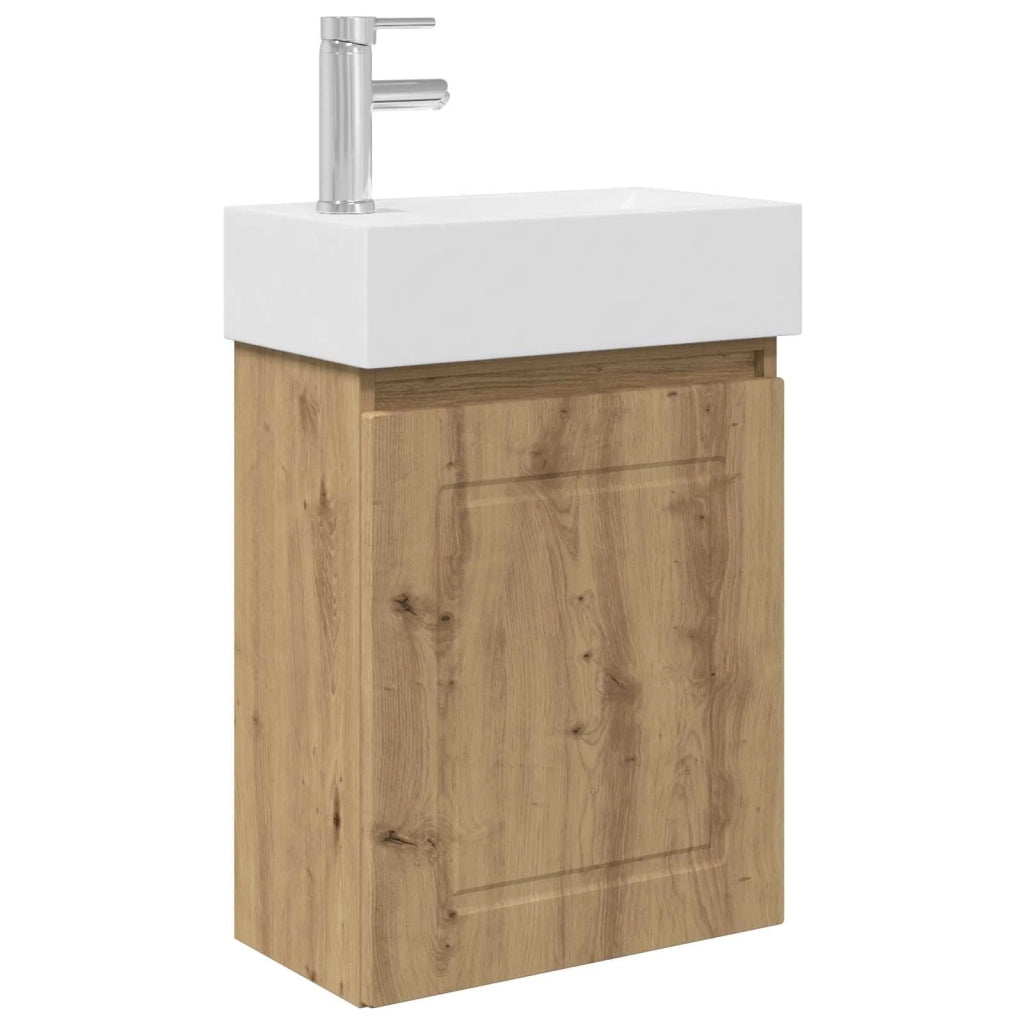 Mobile Bagno | Armadio da bagno con rubinetto Rovere Artigianale