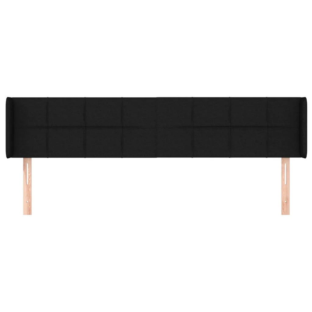 Testiera | Testata ad Orecchio Nera 203x16x78/88 cm in Tessuto