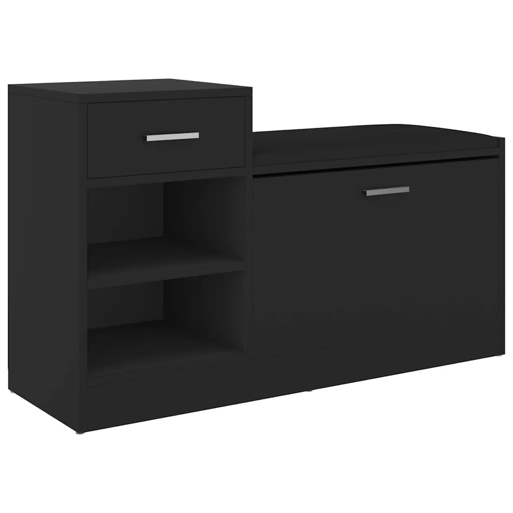 Panca Porta Scarpe-Sgabello-Panca Scarpiera Nera 94,5x31x57 cm in Legno Multistrato