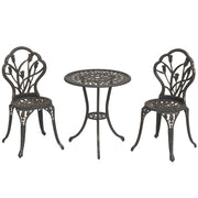 Set Giardino 3 Pezzi ¨C Minimal ¨C Bronzo, Polyrattan, Tavolo Rotondo con Foro Ombrellone
