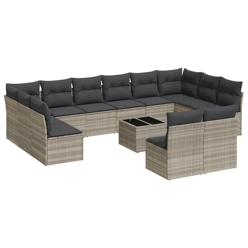 Set Divani Giardino 13 pz con Cuscini Grigio Chiaro Polyrattan 3250221