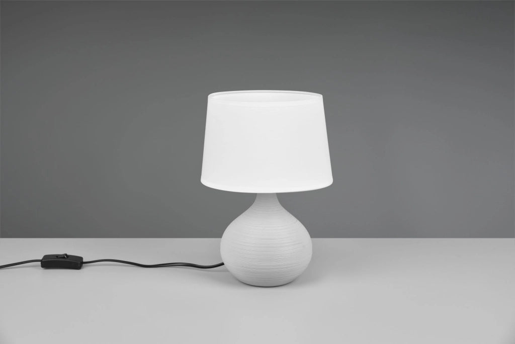 MARTIN LAMPADA DA TAVOLO BASE CERAMICA PERA SFERA CAPPUCCINO PARALUME BIANCO H. 29CM D. 20CM 1 LUCE ATTACCO E14