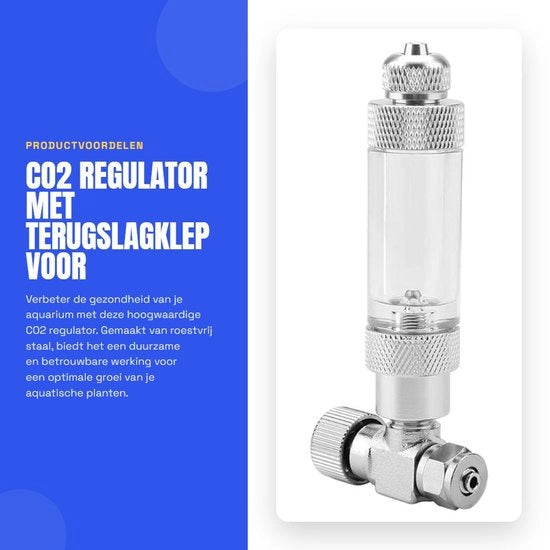 Regolatore CO2 - Valvola a sfera/valvola di ritorno - Manometro della camera d'aria - Accessori per acquari - Acciaio inossidabile - Alta precisione - Accessori per acquari