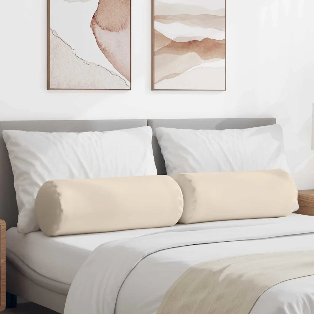 Cuscini a rullo 2 pcs Beige Ø 25 x 70 cm Tessuto in Microfibra 42014345