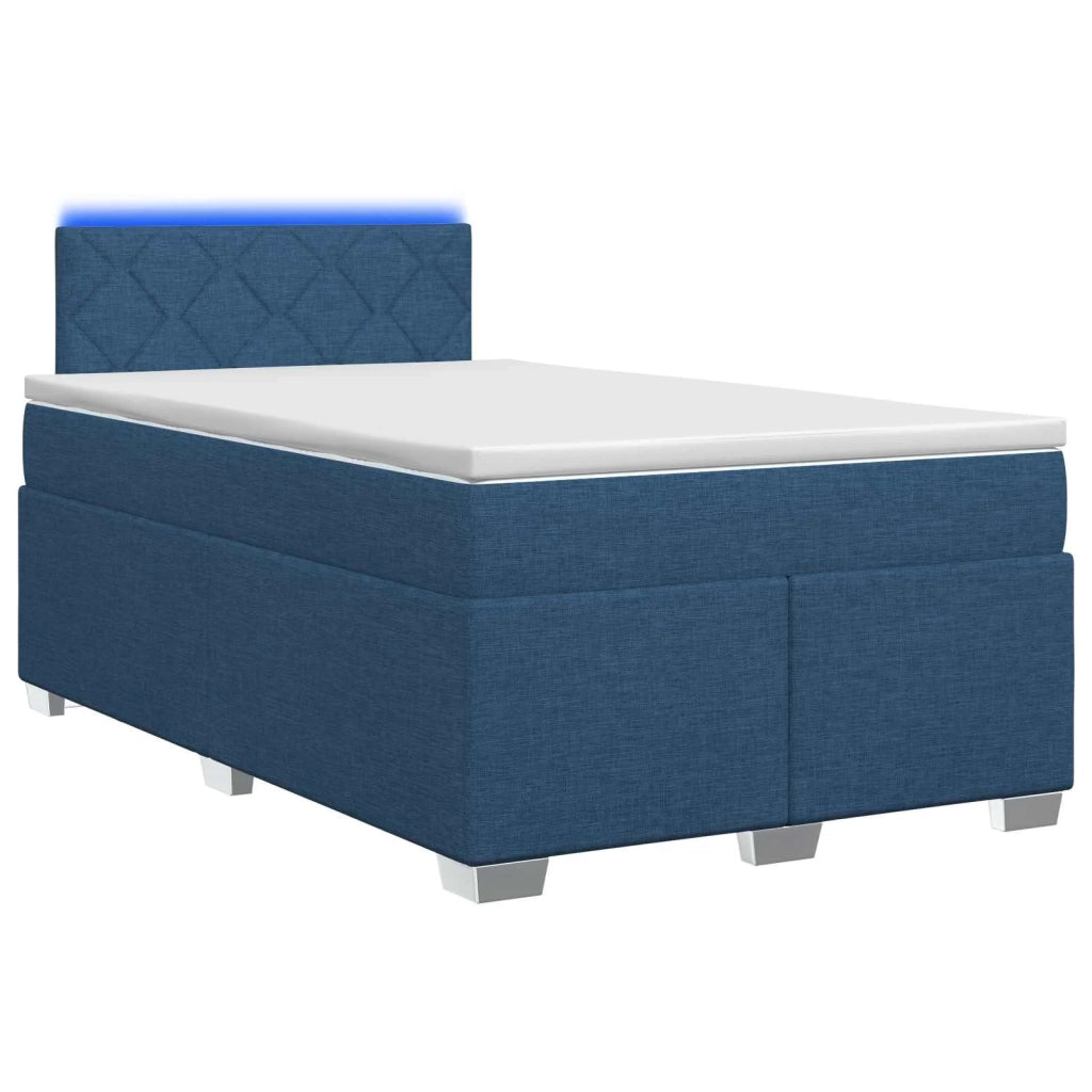 Letto con Box Spring, Materasso e LED Blu 120 x 190 cm Tessuto 3451909