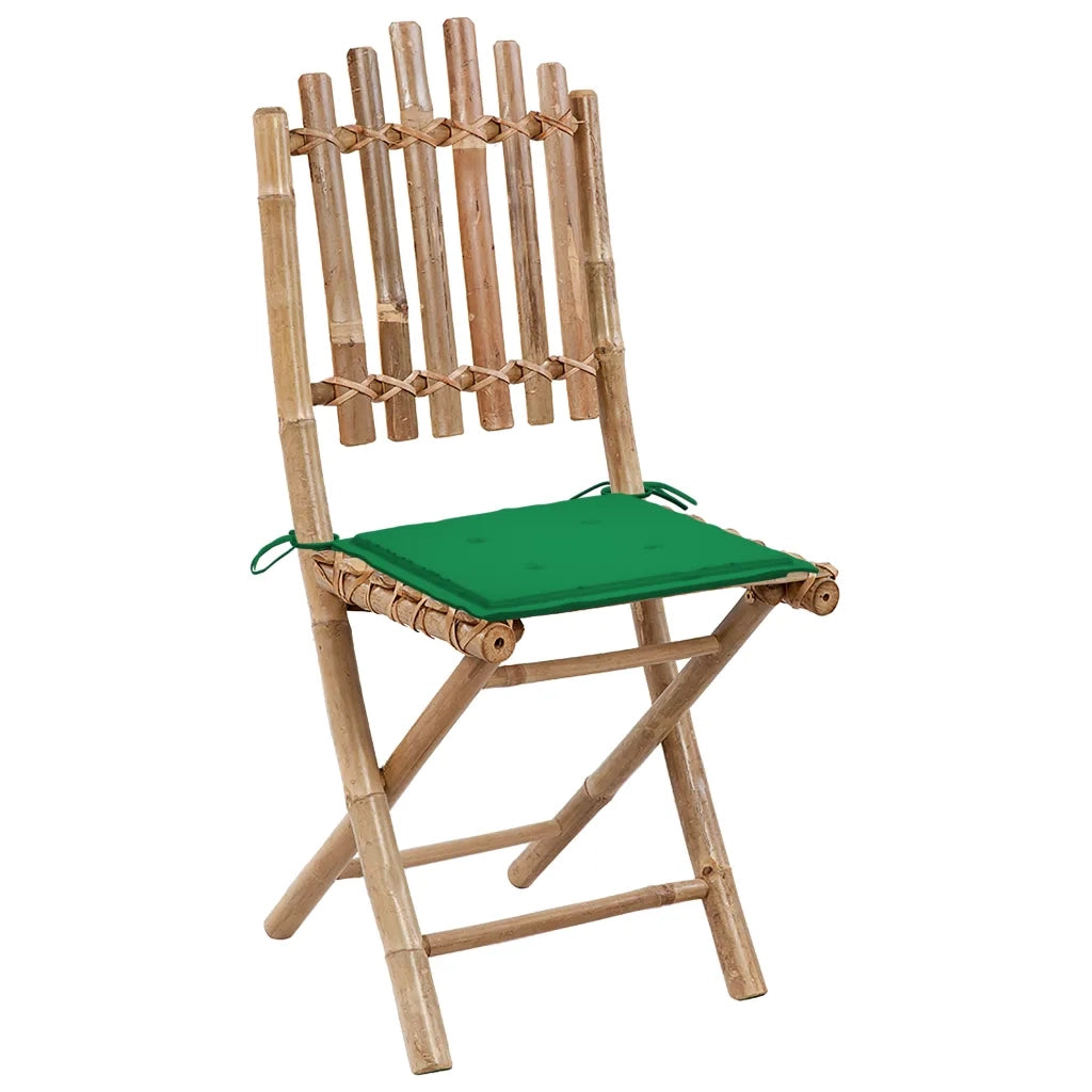 Set da Pranzo da Giardino 5 pz Pieghevole con Cuscini in Bambù 3063965