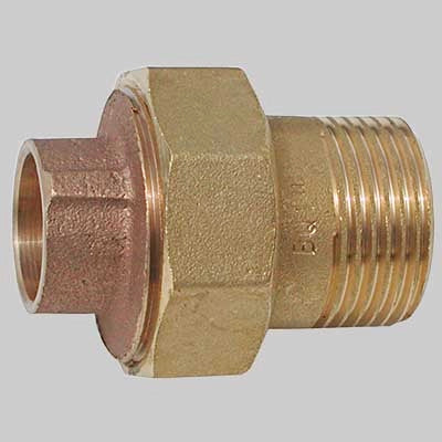 BOCCHETTONE BRONZO A 3 PEZZI DIRITTO FILETTATO MASCHIO A SALDARE FEMMINA  18 x 3/4     MADE IN ITALY