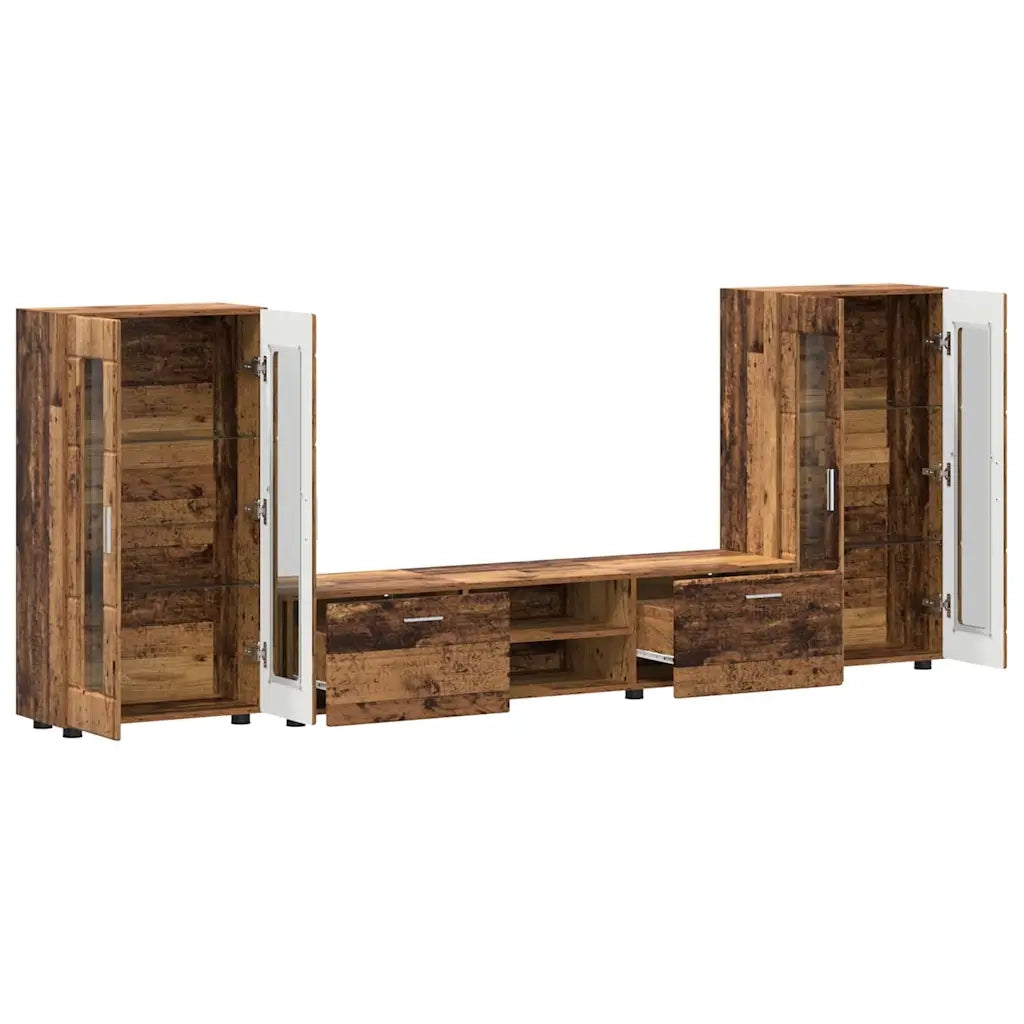 Set mobile TV con porta FLORIN Legno vecchio Legno multistrato