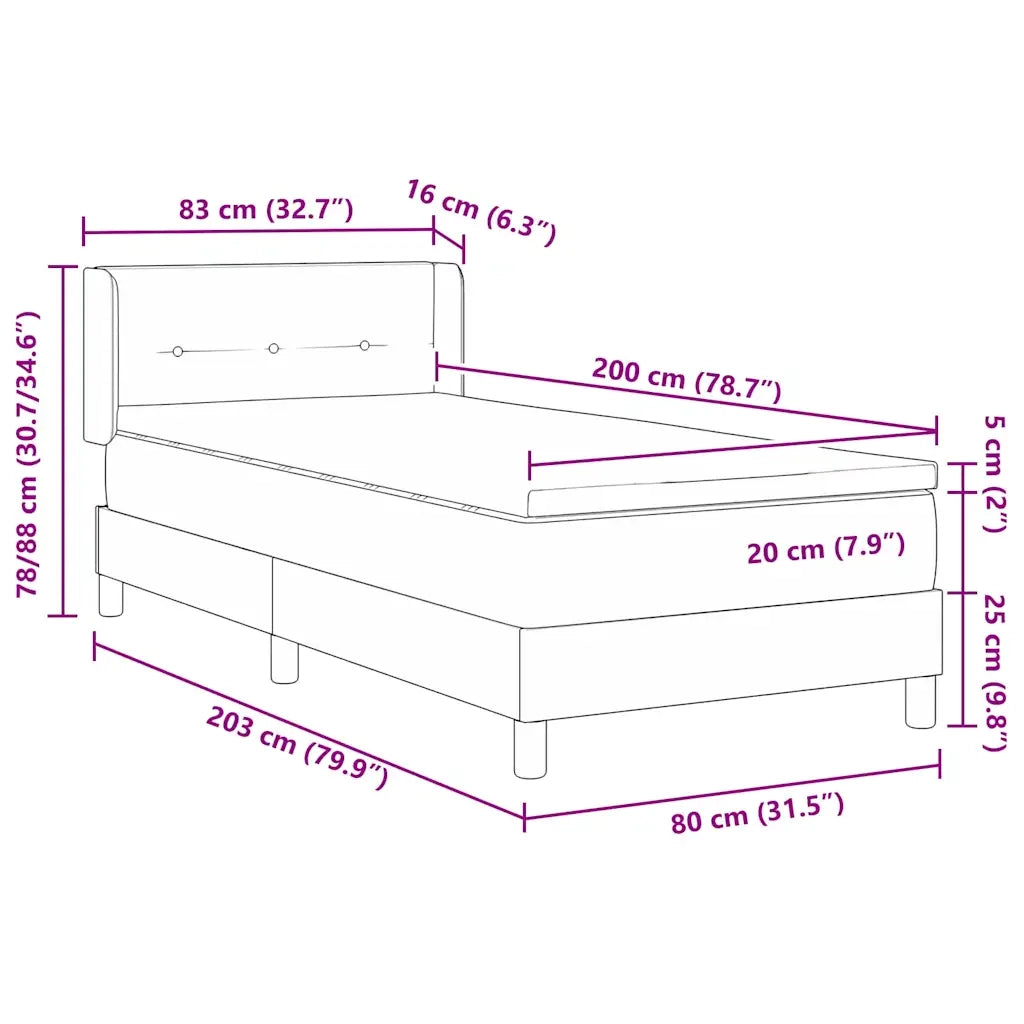 Letto a molle con materasso Talpa 200 x 80 cm Tessuto 3341262