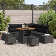 Set Divano da Giardino con cuscino 8 pcs Nero Poly Rattan 3364729