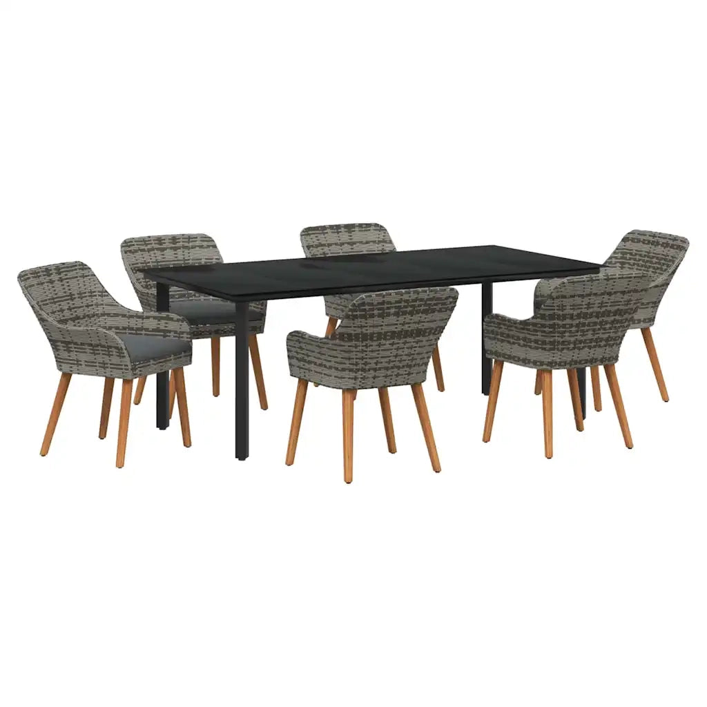 Set da Pranzo per Giardino con cuscino 7 pcs Grigio polyrattan 3261689