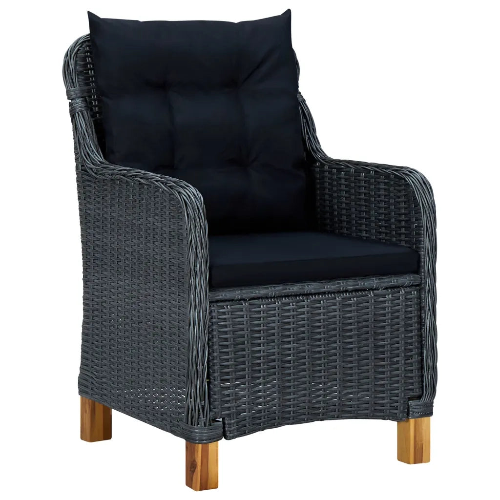 Set da Pranzo da Giardino 9pz e Cuscini Polyrattan Grigio Scuro 3060170