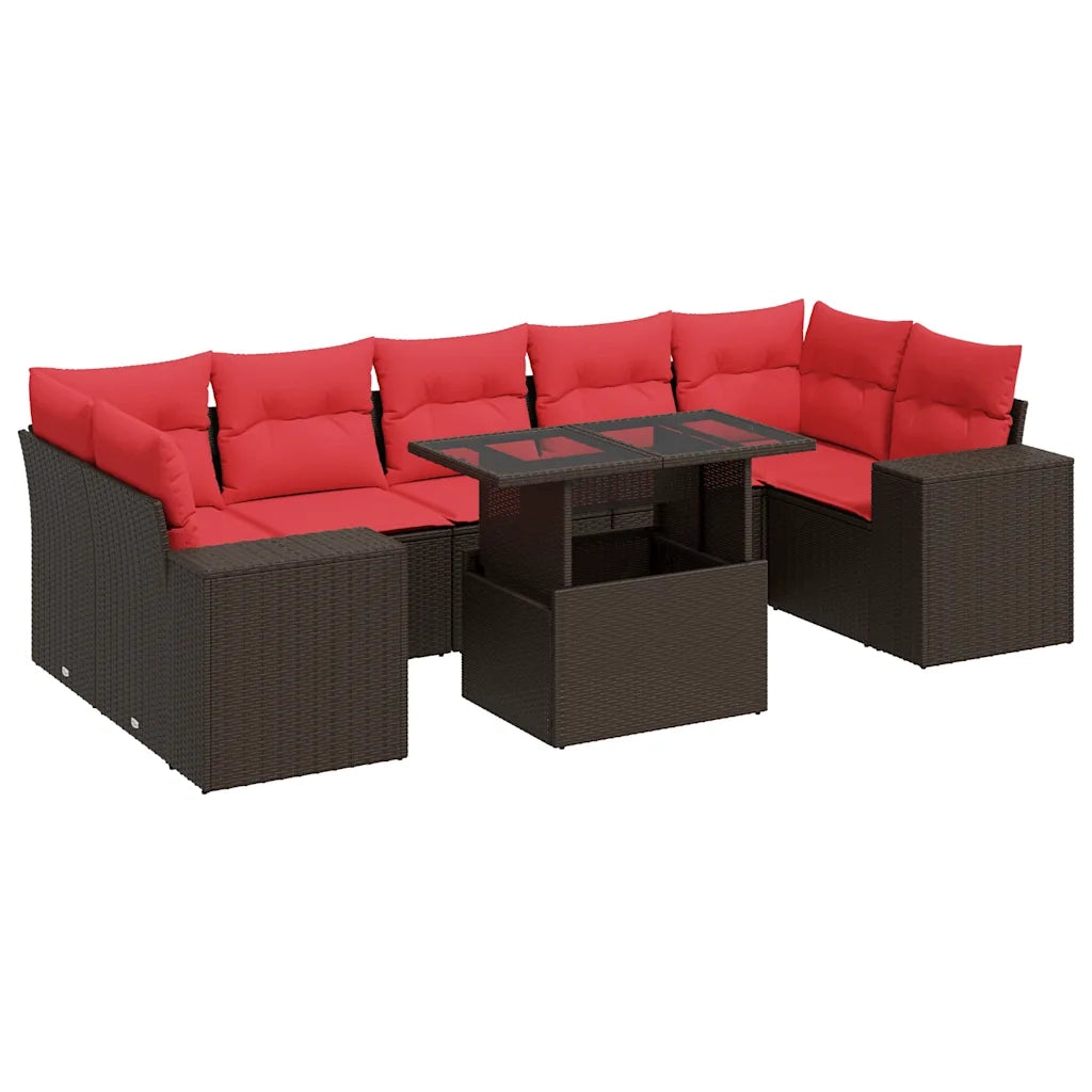 Set Divani Giardino 8 pz con Cuscini Marrone Polyrattan Acacia 3326765