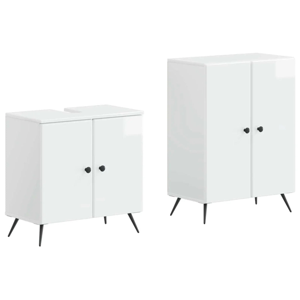 Set di Armadi da Bagno da 2 Pezzi BREDA Bianco Lucido 3417643