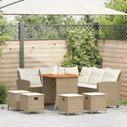 Set Divano da Giardino 6 pz con Cuscini a L Beige in Polyrattan 3213542