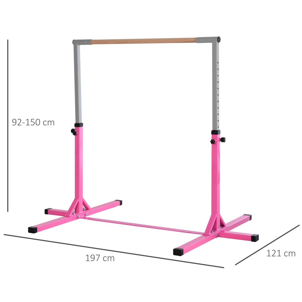Sbarra per Ginnastica Bambini ¨C Minimal ¨C Rosa, Legno e Metallo, Regolabile