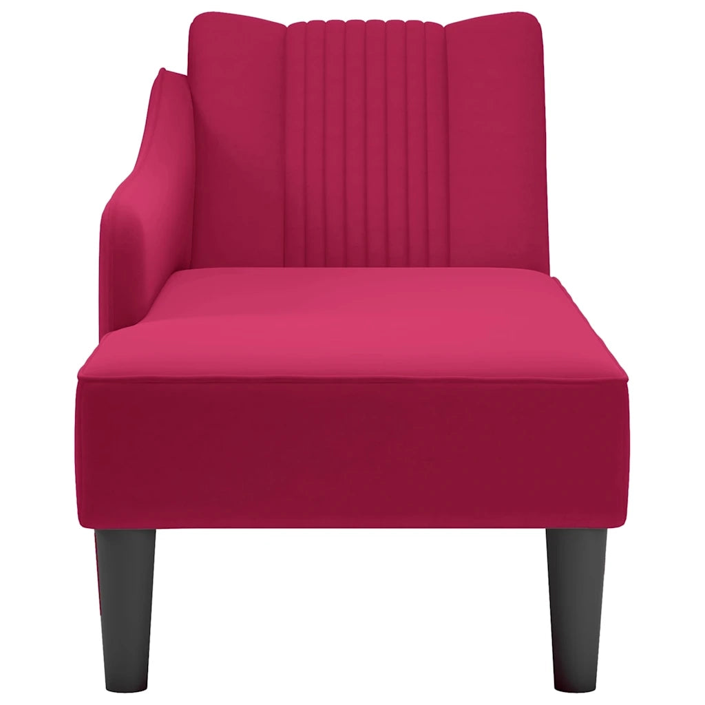 Sdraio con Bracciolo Destro in Velluto Rosso Vino 4009796