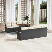 Set Divano da Giardino 7 pcs Nero e Crema polyrattan 3349305