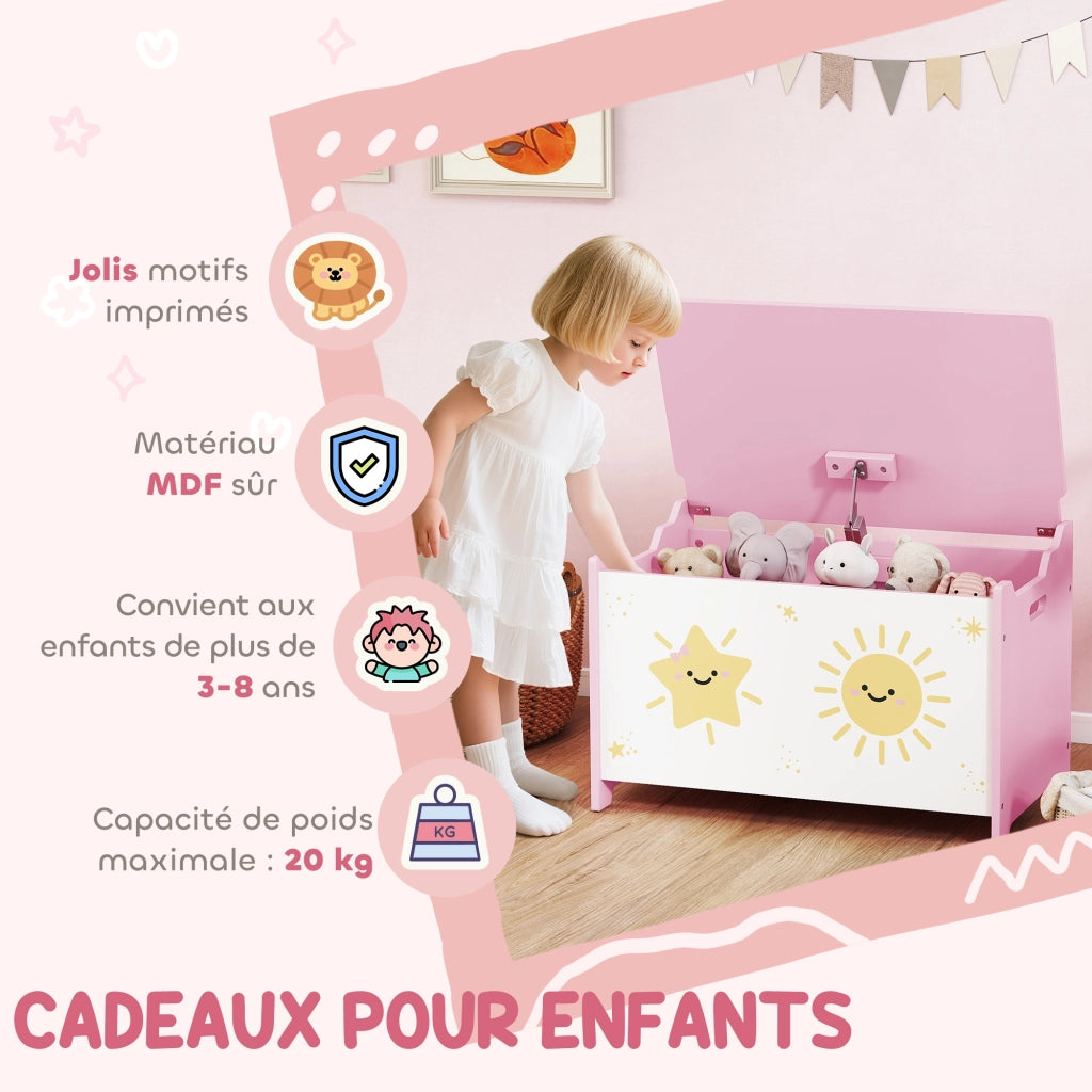 Cassa giocattoli con coperchio ¨C zephmum ¨C 60x37x39 cm rosa