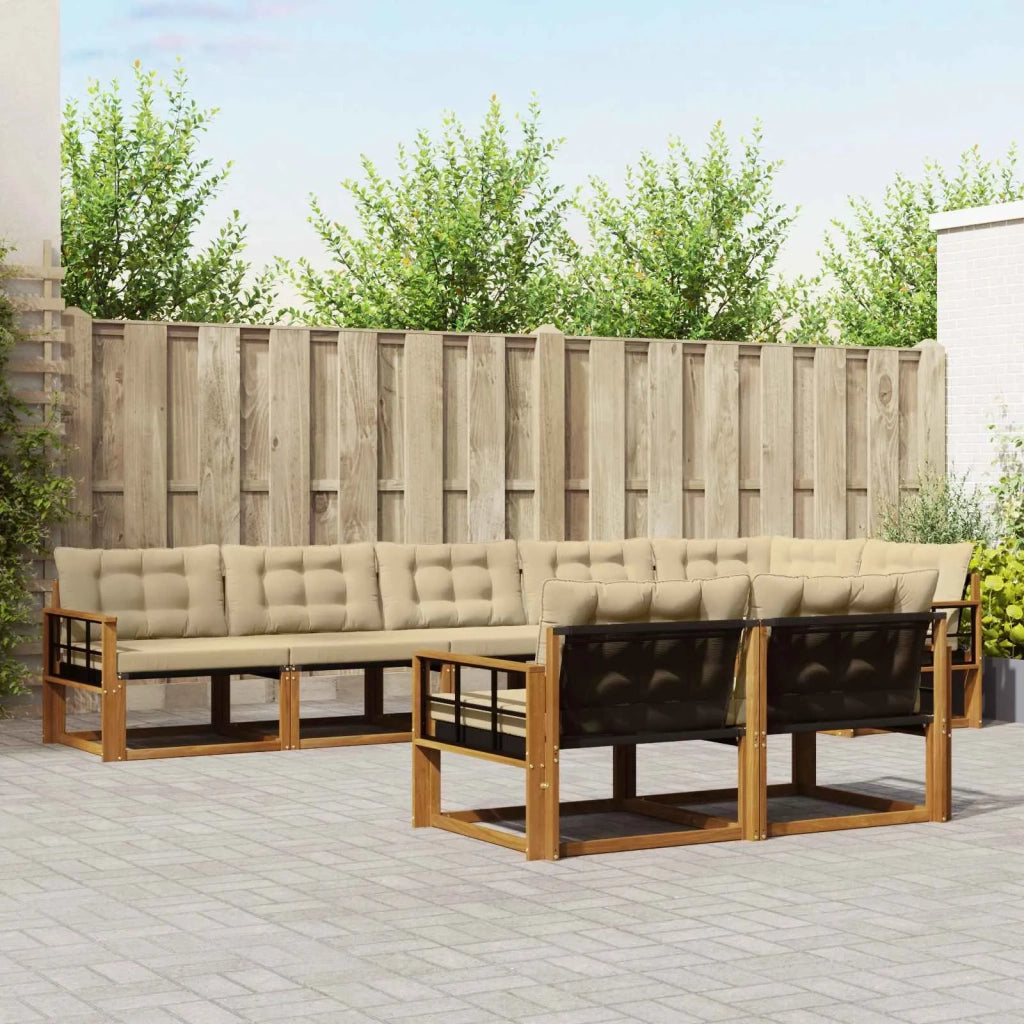 Set di divani da esterno con cuscino 8 pcs Naturale e Beige 3369584