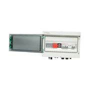 Quadro di protezione DC/AC equipaggiato per sistemi fotovoltaici da 3–5 kW, con protezione per batterie da 125 Ah, per inverter ON/OFF Grid prosumer.