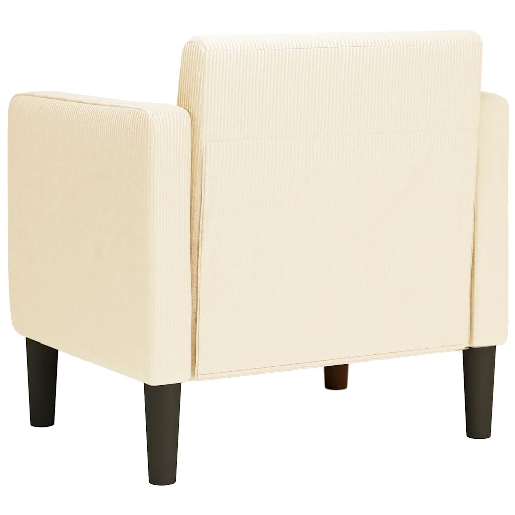 Divano Sedia con Braccioli-Poltrona-Sofa Relax Crema 54 cm Tessuto a Coste