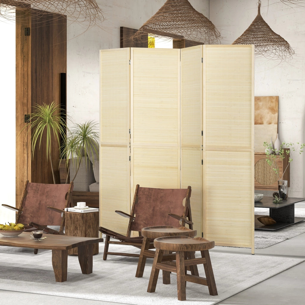 Paravento Pieghevole a 4 Ante ¨C Minimal ¨C Bamb¨´ Rattan 180x180x1.6 cm
