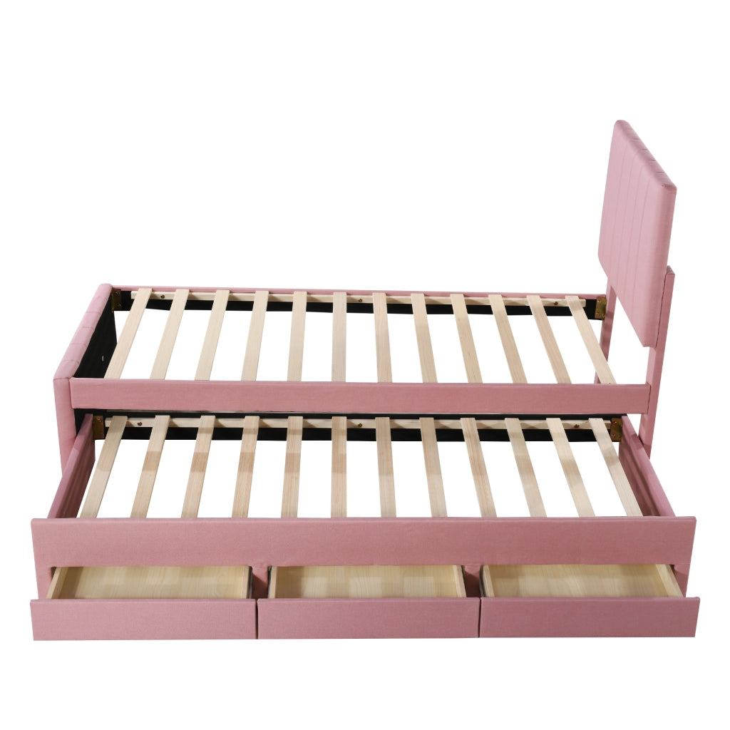 letto imbottito lino rosa 90 x 200 cm