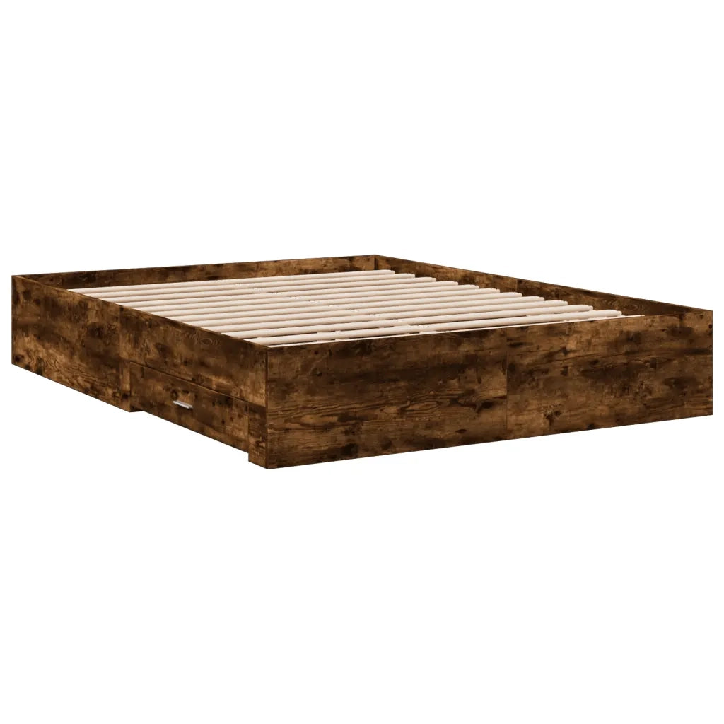 Giroletto con Cassetti Rovere Fumo 150x200 cm Legno Multistrato