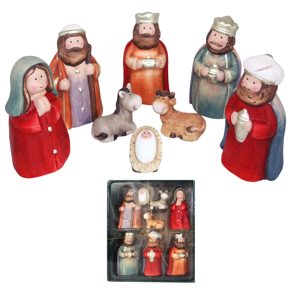 Natività In Ceramica 8Soggetti E Paglia