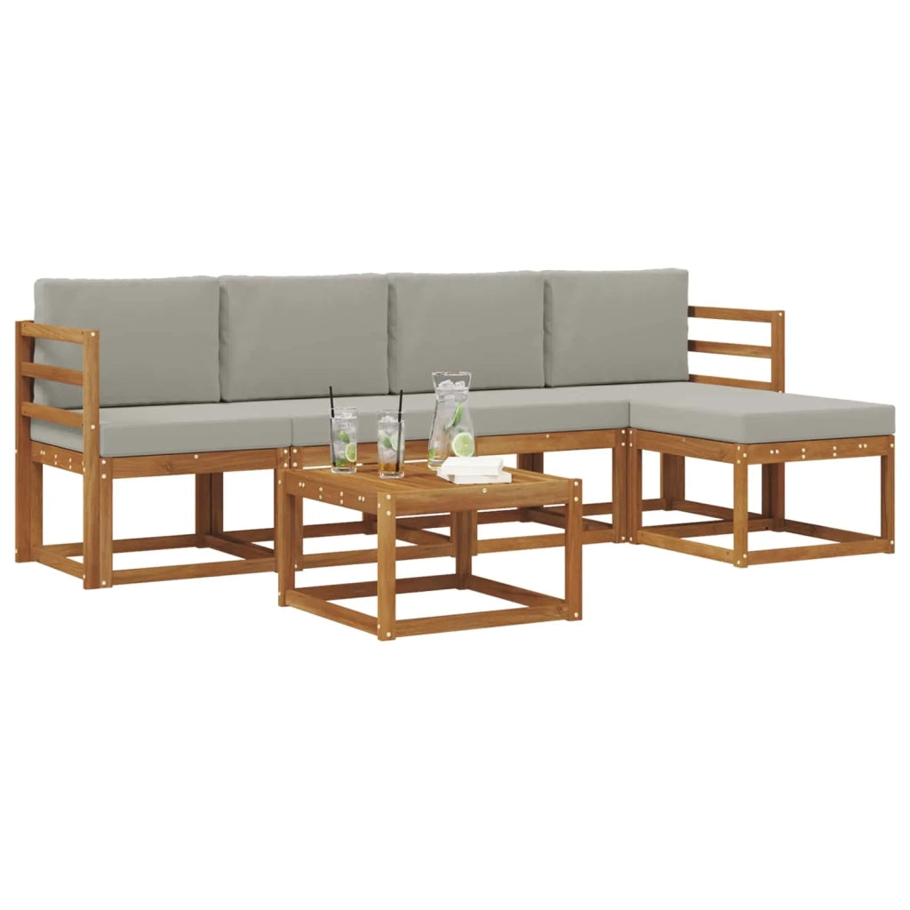 Set di divani da esterno 6 pcs Grigio Naturale e Chiaro 3366274