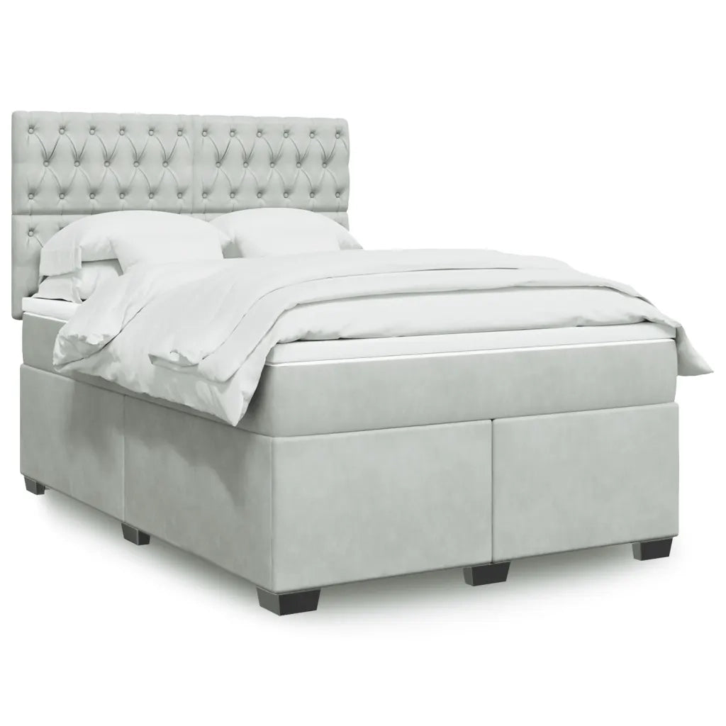 Giroletto a Molle con Materasso Grigio Chiaro 140x190cm Velluto 3290912