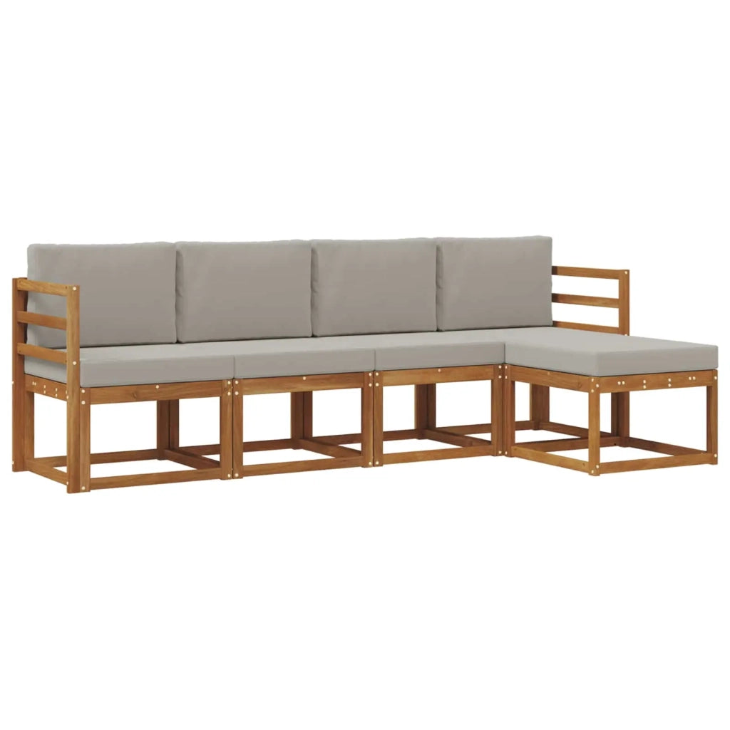 Set di divani da esterno 5 pcs Grigio Naturale e Chiaro 3366239