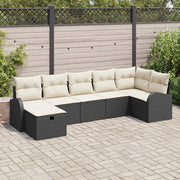 Set Divano da Giardino con cuscino 7 pcs Nero polyrattan 3360428