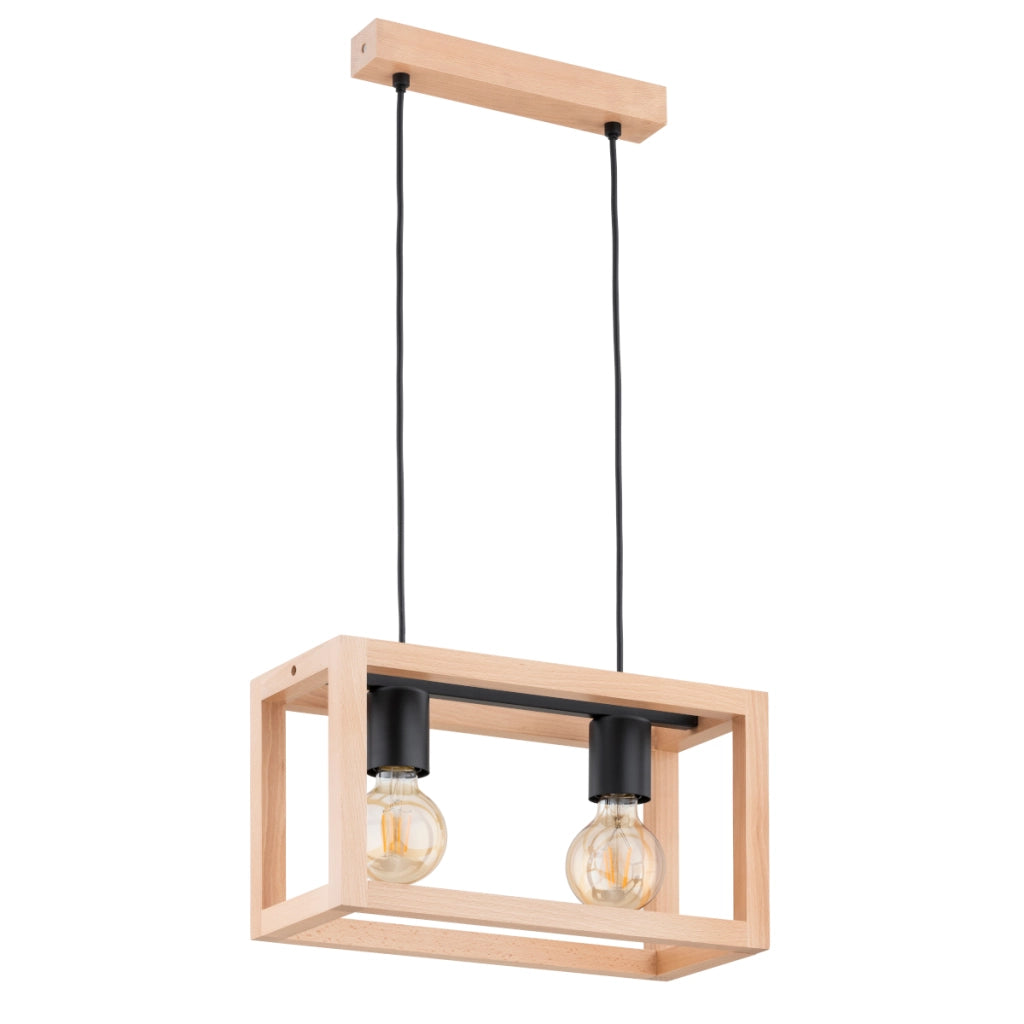 Lampada sospensione scandi legno geometrica 2xE27 PAKO Alfa