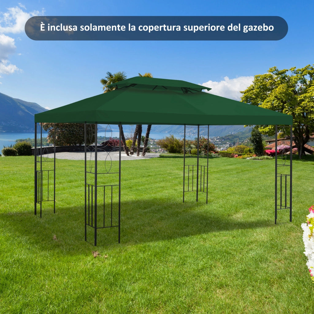 Copertura per Gazebo 4x3 m ¨C zephmum ¨C Verde, Poliestere, 2 Livelli