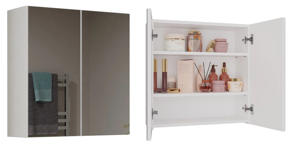 Mobile bagno sospeso con specchio sopra lavabo POLA 2dl 2 ante bianco