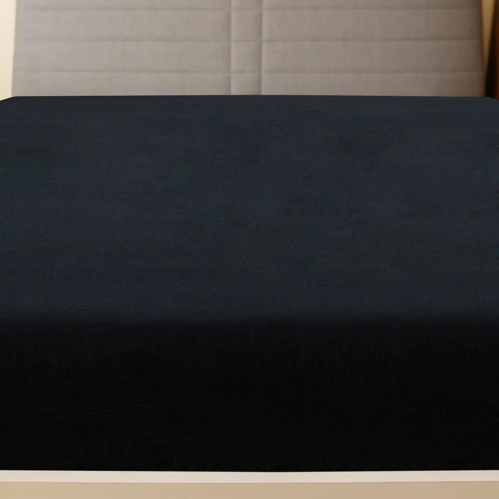 Lenzuolo con Angoli Jersey Nero 160x200 cm Cotone 136216