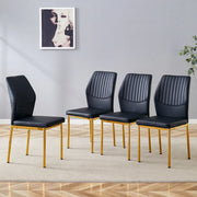 Set 4 Sedie da Pranzo ¨C MINIMAL ¨C PU Nero, Gambe Oro in Metallo