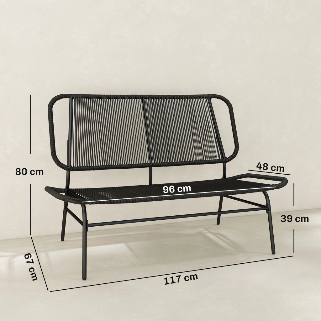 Divano 2 Posti in Rattan ¨C Minimal ¨C Nero