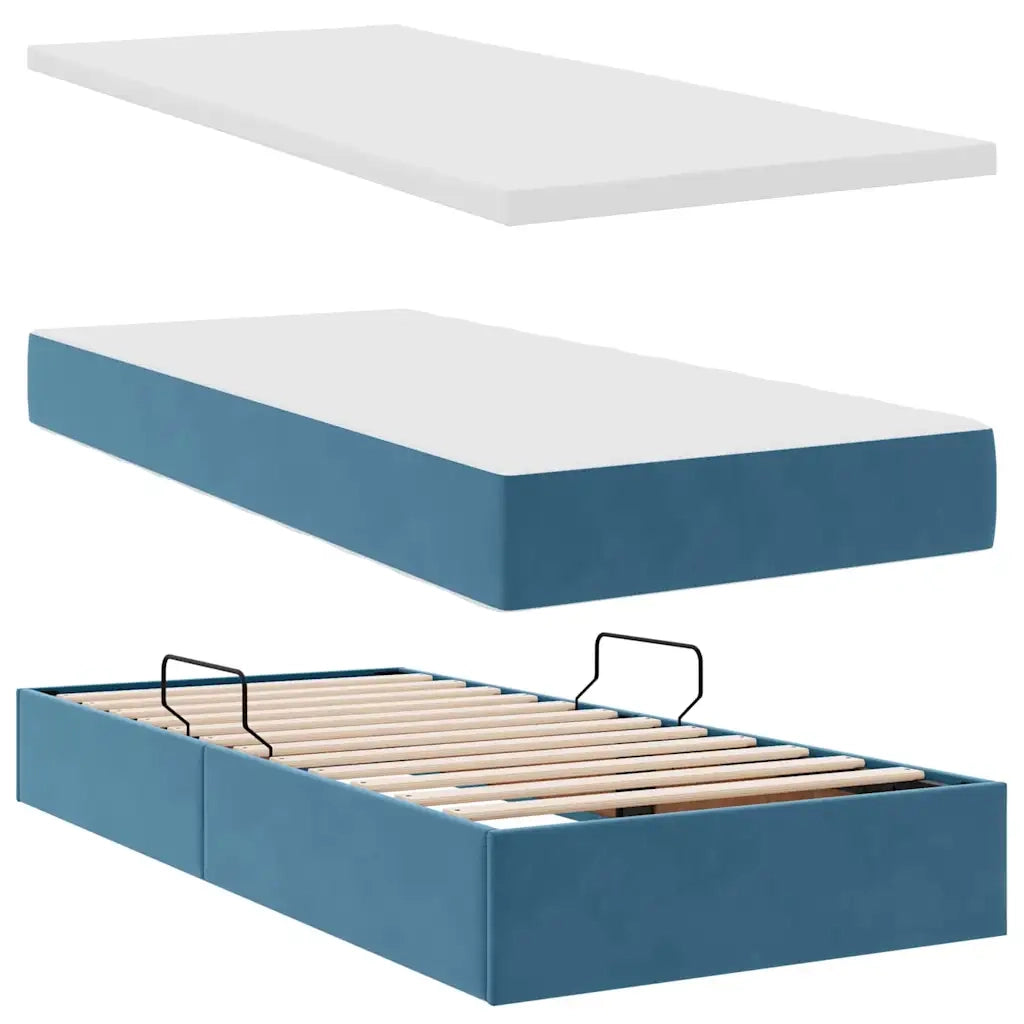 Letto con contenitore e LED Blu Scuro 100 x 200 cm Velluto 3371437